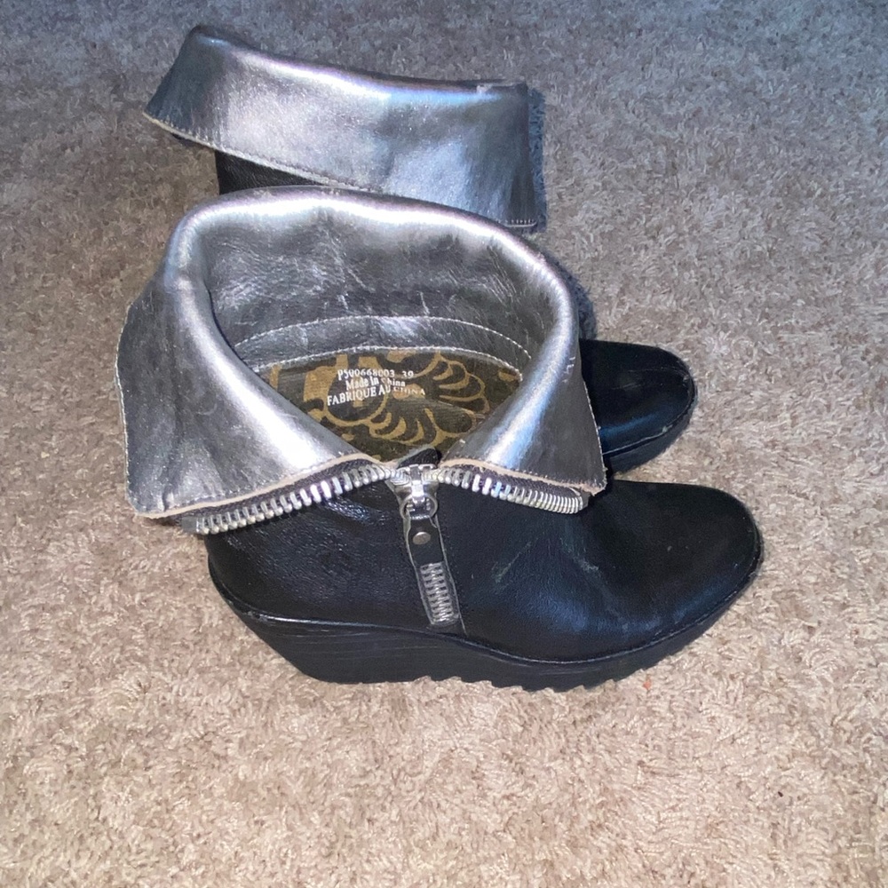Fly London Black and Silver Women's Shoes